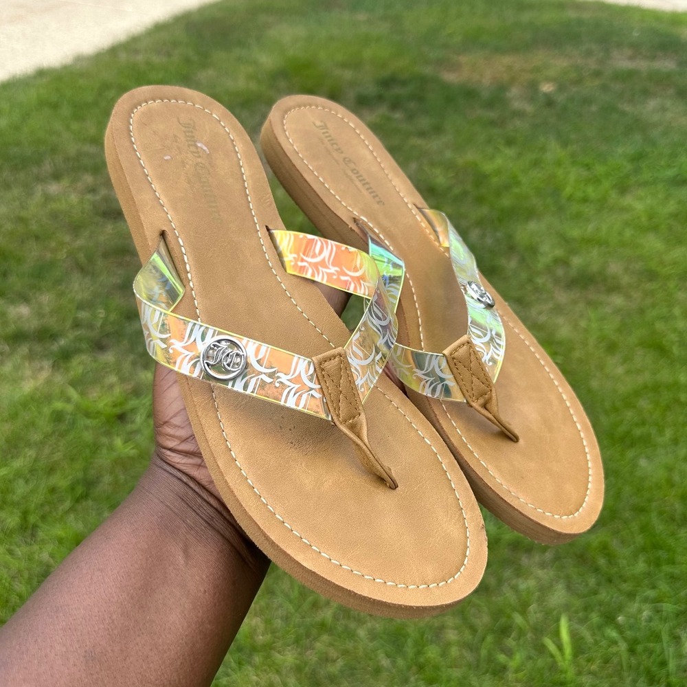 Juicy Couture Women's‎ Summer Flip Flop Sandals Size 11 Gold - Picture 8 of 10